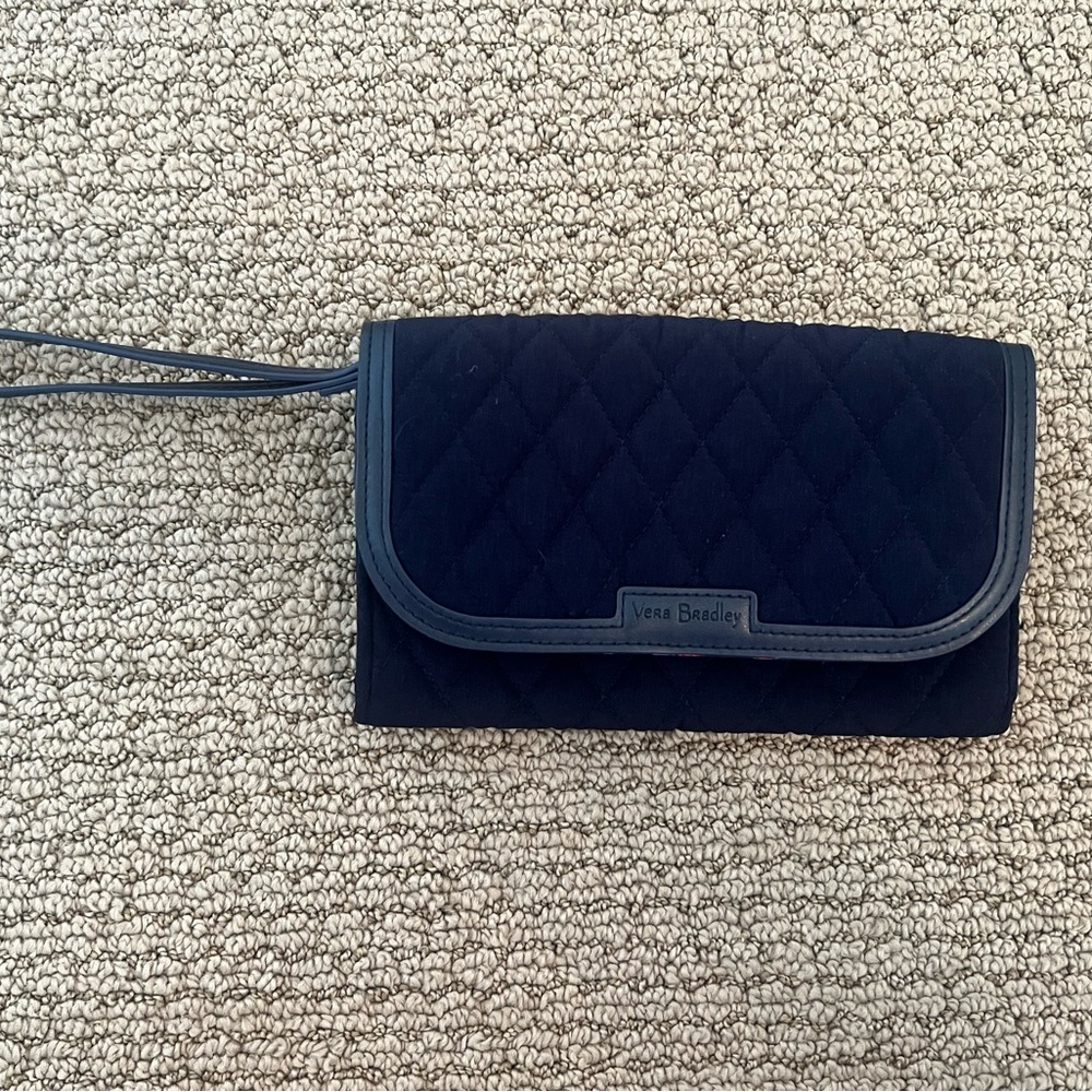 Vera Bradley Wristlet Wallet Classic Navy Microfiber Trimmed